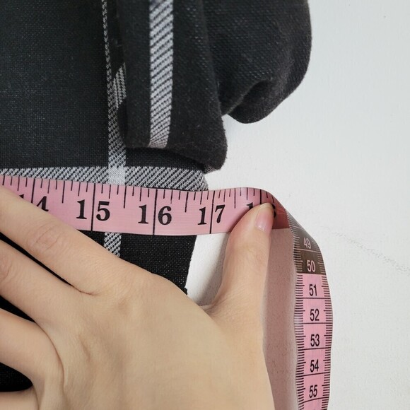 Slate & Willow Black Gray Plaid Stripe Long Sleeve Knit Mini Shift Dress Size XS - Picture 11 of 14